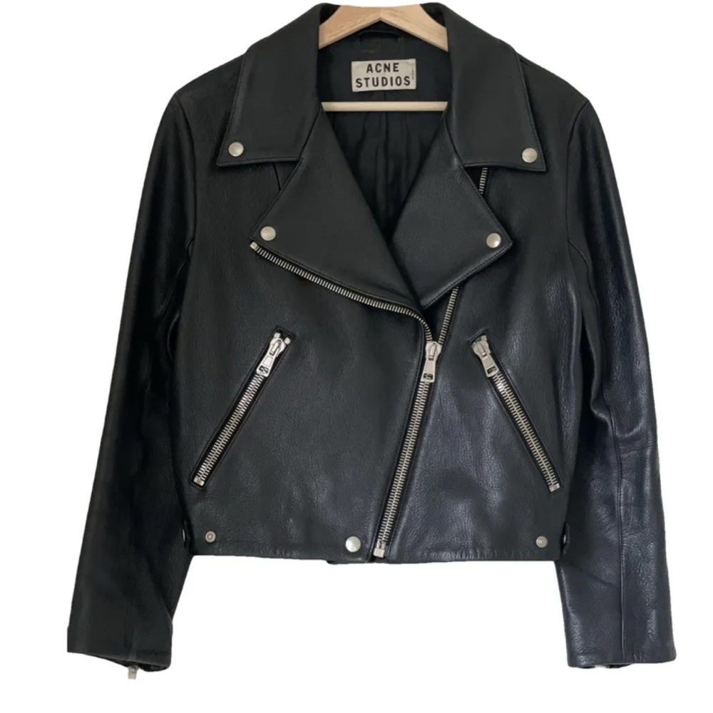 Acne Studios cropped leather biker jacket